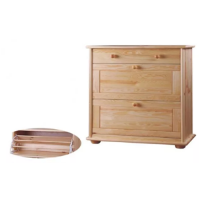 Szafka sosnowa na buty o wysokości 100 cm - 2 klapy + szufladka